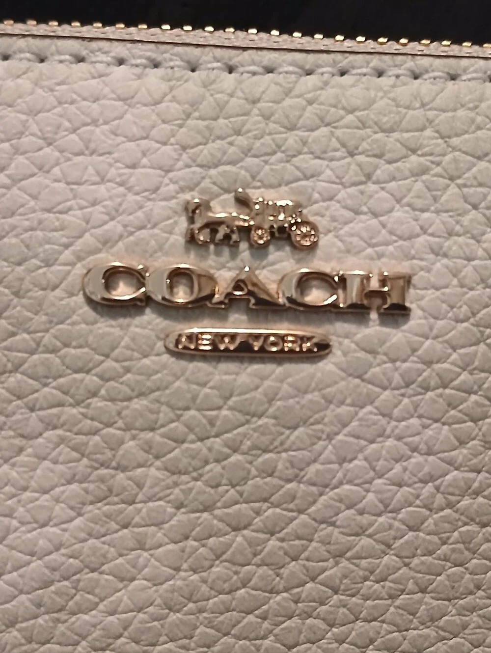 COACH Pebbled Leather Wristlet - Sage Green And Cream